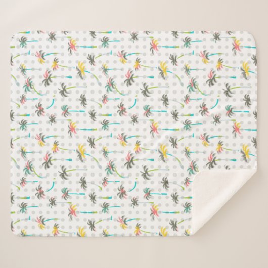 Waterverf Palm Trees Sherpa Deken (Voorkant (horizontaal))