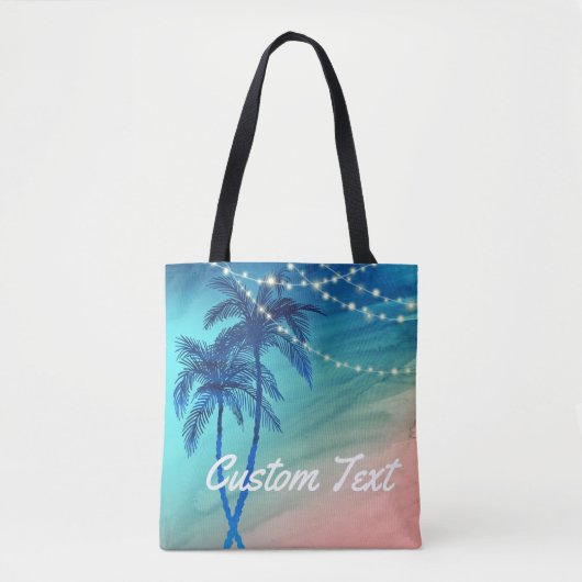 Waterverf Palm Trees Summer Ocean Tropical Beach Tote Bag (Voorkant)