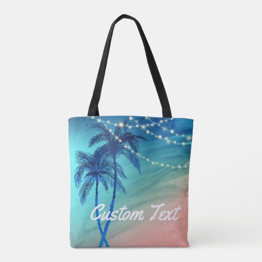 Waterverf Palm Trees Summer Ocean Tropical Beach Tote Bag (Achterkant)