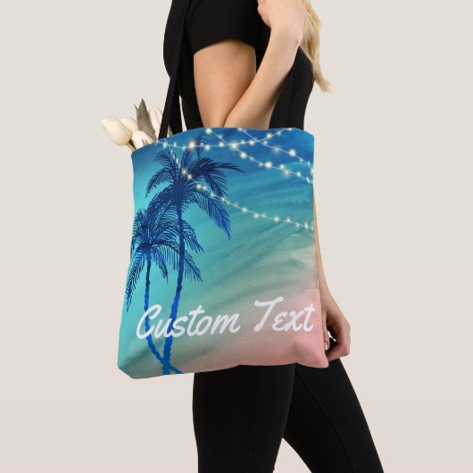 Waterverf Palm Trees Summer Ocean Tropical Beach Tote Bag (Dichtbij)