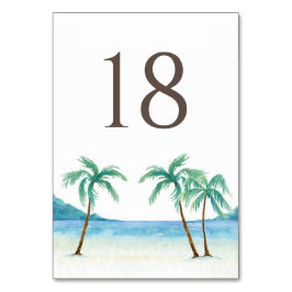 Waterverf Palm Trees Tropical Beach Wedding Kaart