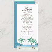 Waterverf Palm Trees Tropical Beach Wedding Menu (Voorkant / Achterkant)