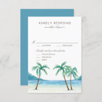 Waterverf Palm Trees Tropical Beach Wedding