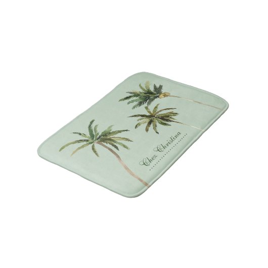 Waterverf Palm Trees Tropisch Gepersonaliseerd Badmat (Gekanteld)