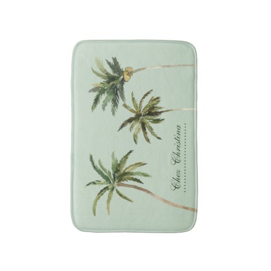 Waterverf Palm Trees Tropisch Gepersonaliseerd Badmat (Voorkant Verticaal)