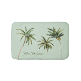 Waterverf Palm Trees Tropisch Gepersonaliseerd Badmat