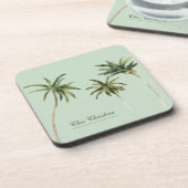 Waterverf Palm Trees Tropisch Gepersonaliseerd Gro Bier Onderzetter (Linkerzijde)
