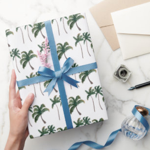 Waterverf Palm Trees Tropisch Patroon Cadeaupapier