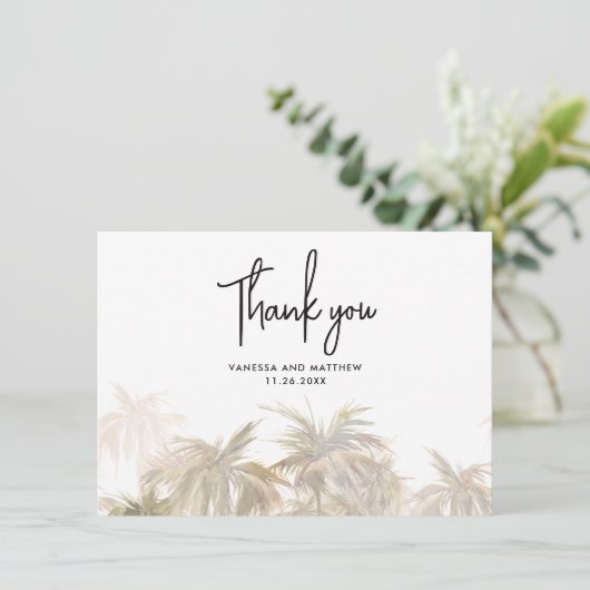 Waterverf Palm Trees Wedding Bedankt (Staand voorkant)