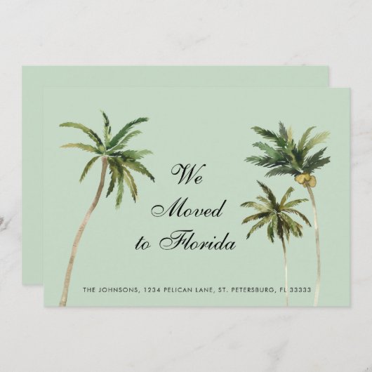 Waterverf Palm Trees wijziging adreskaart (Voorkant / Achterkant)