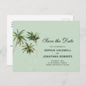 Waterverf Palm Trepical Save the Date Aankondigingskaart (Voorkant / Achterkant)