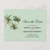 Waterverf Palm Trepical Save the Date Aankondigingskaart (Voorkant)