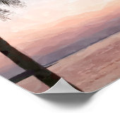 Waterverf Palm Tropical Beach Sunset Poster (Hoek)