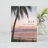 Waterverf palm Tropical Destination Beach Wedding Kaart (Staand voorkant)
