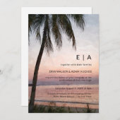 Waterverf palm Tropical Destination Beach Wedding Kaart (Voorkant / Achterkant)