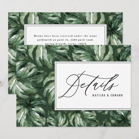 Waterverf palmblad bruiloft aankondiging (Voorkant / Achterkant)