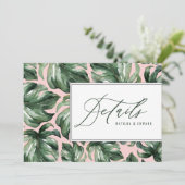 Waterverf palmblad gebladerte trouwdetails aankondiging (Staand voorkant)