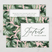 Waterverf palmblad gebladerte trouwdetails aankondiging (Voorkant / Achterkant)