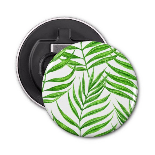 Waterverf palmbladeren button flesopener (Voorkant)