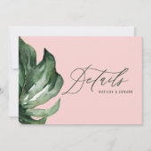 Waterverf palmbladeren en goudtrouwdetails aankondiging (Voorkant)