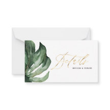 Waterverf palmbladeren en goudtrouwdetails