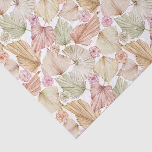 Waterverf palmbladeren en -Rozen Tissuepapier (Detail)