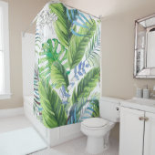 Waterverf palmbladeren, exotische naadloze achterg douchegordijn (In situ)