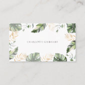 Waterverf palmbladeren gouden bladeren visitekaartje (Voorkant)