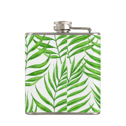 Waterverf palmbladeren heupfles (Achterkant)