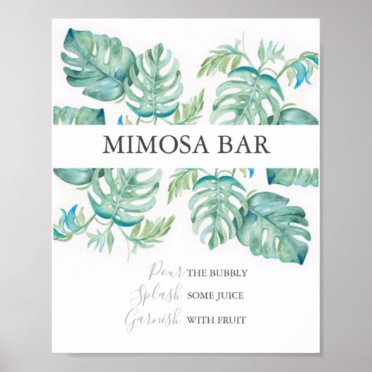 Waterverf Palmbladeren Mimosa Bar Poster (Voorkant)