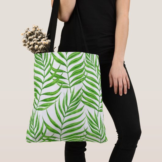Waterverf palmbladeren tote bag (Dichtbij)