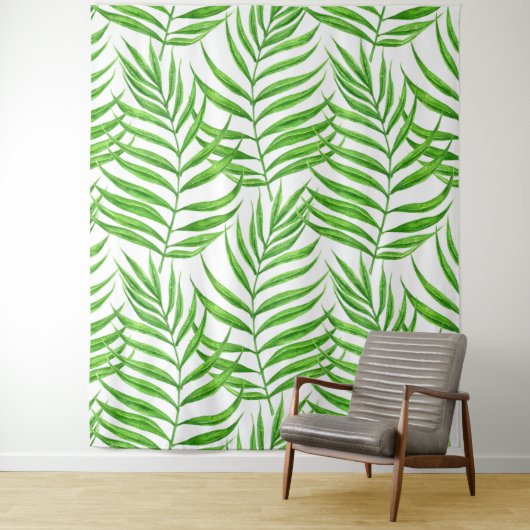 Waterverf palmbladeren wandkleed (In situ)