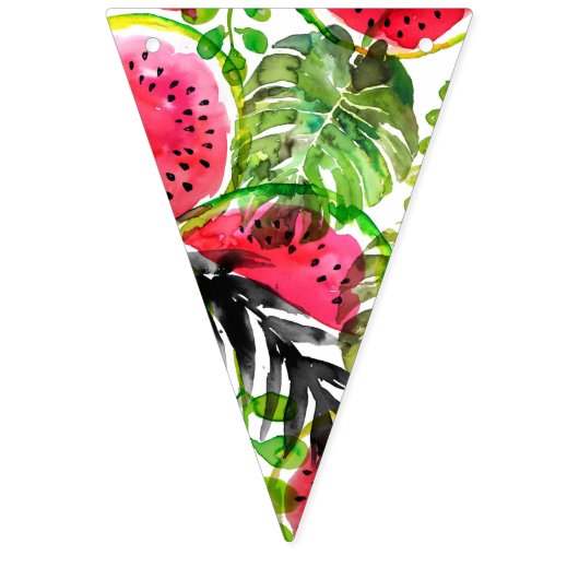 Waterverf palmbladeren watermeloen trouwdecor vlaggetjes (Tweede vlag)