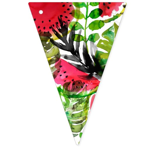 Waterverf palmbladeren watermeloen trouwdecor vlaggetjes (Eerste vlag)