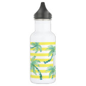 Waterverf palmbomen en geel gestreept monogram waterfles  (Links)