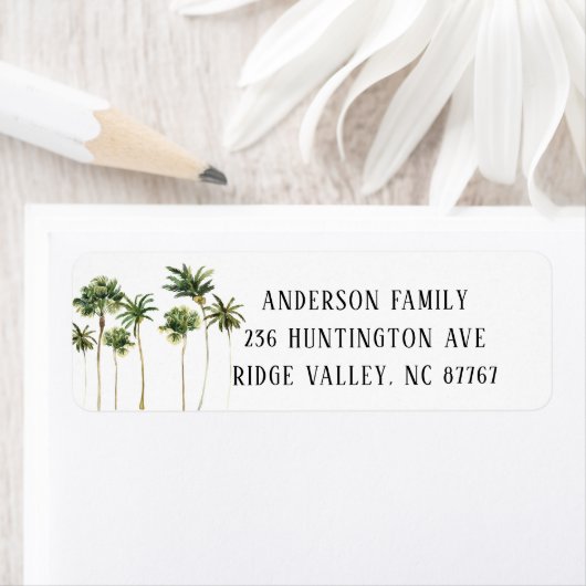 Waterverf palmbomen Nieuw adreslabel Etiket (Insitu)