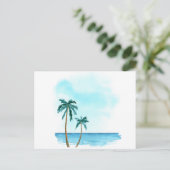 Waterverf palmbomen op het briefkaart van het stra (Staand voorkant)