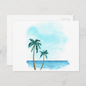Waterverf palmbomen op het briefkaart van het stra (Voorkant / Achterkant)
