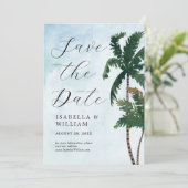Waterverf palmbomen sparen de datum save the date (Staand voorkant)