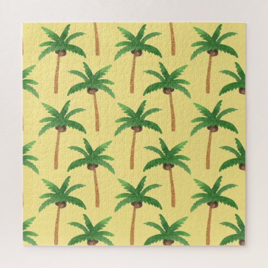Waterverf palmbomen, tropische achtergrond. legpuzzel (Verticaal)