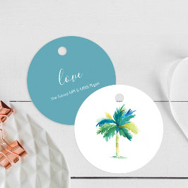 Waterverf palmbomen Tropische vangtassen Bedankjes Labels