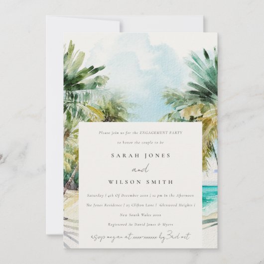 Waterverf palmbomen Verloving Tropische beukenwand Kaart (Voorkant)