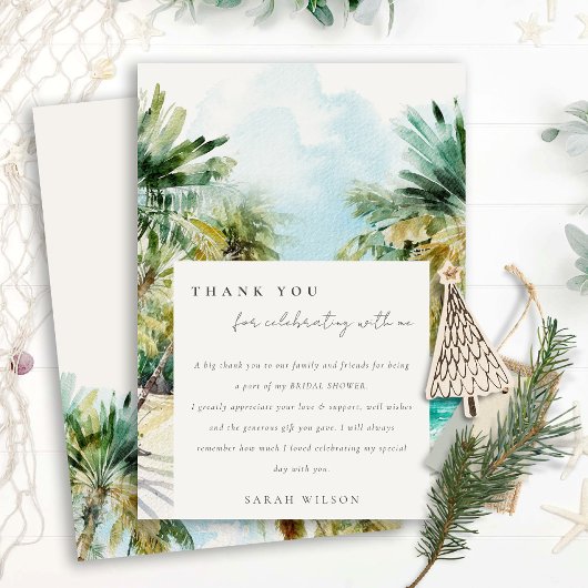 Waterverf palmbomen Vrijgezellenfeest Tropische be Bedankkaart