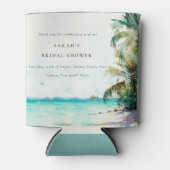 Waterverf palmbomen Vrijgezellenfeest Tropische be Blikjeskoeler (Voorkant)