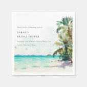 Waterverf palmbomen Vrijgezellenfeest Tropische be Servet (Voorkant)