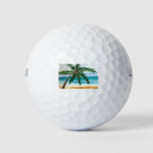 Waterverf palmbomen zee hawaï golfballen (Voorkant)