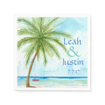 Waterverf palmboom aangepaste bruiloft servet