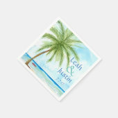 Waterverf palmboom aangepaste bruiloft servet (Hoek)