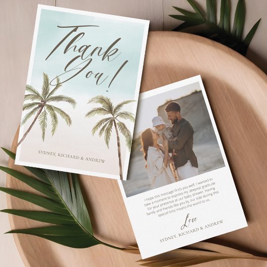 Waterverf palmboom Baby shower dank u Bedankkaart