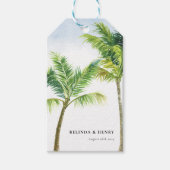 Waterverf palmboom Beach Weddenschap Cadeaulabel (Voorkant)
